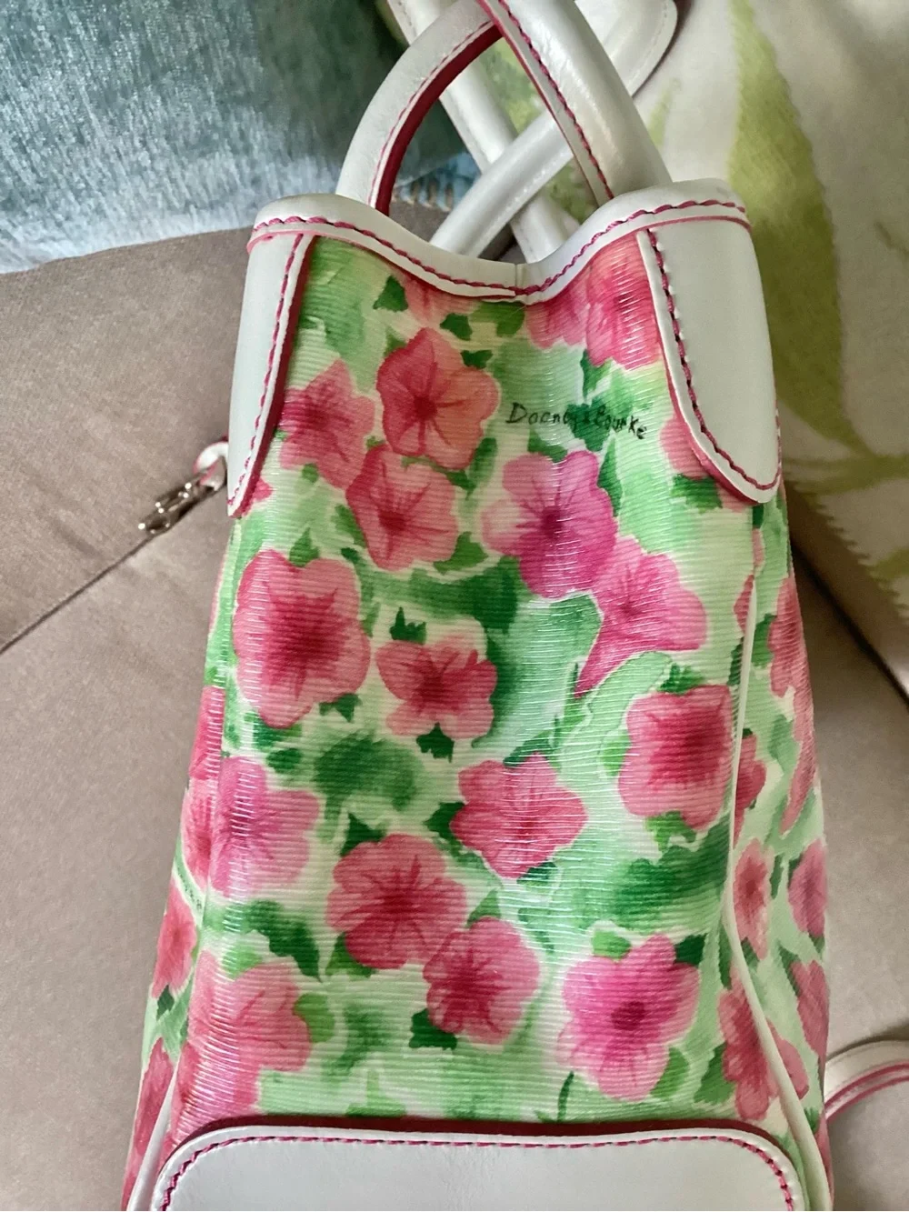 Dooney & Bourke White & Pink Floral Satchel - Picture 11 of 16